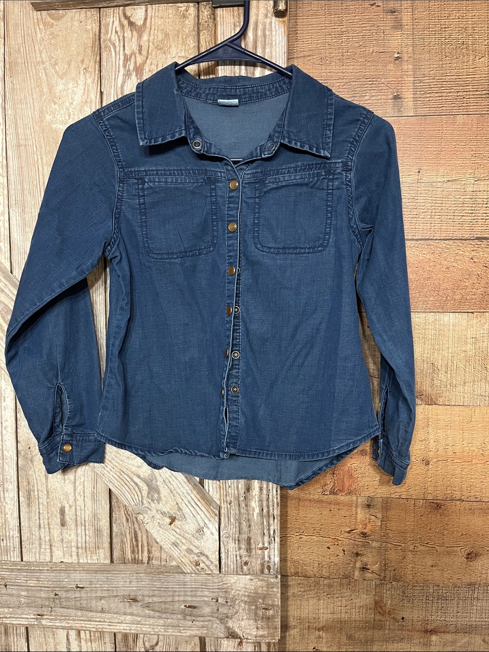 Kids Denim-Style Button Down Shirt in Navy